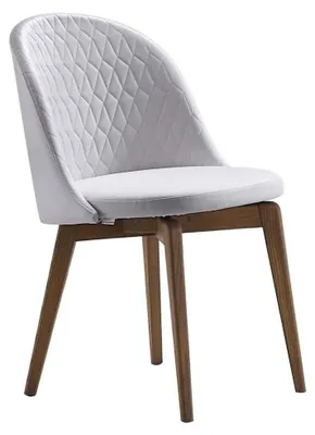 Produktbild von Stilvoller Weißer Lederstuhl Moderne Esszimmer Sitzstühle Holzfüße