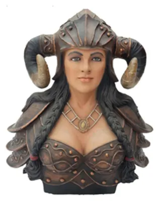 Produktbild von Büste Eines Kriegers in Einem Helm mit Hörnern Wikinger Statuen Figuren Statue