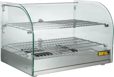 Image de Vitrine chauffante Buffalo 376 x 554 x 376 mm, modèle de table, capacité de 45 litres et entièrement vitrée.
