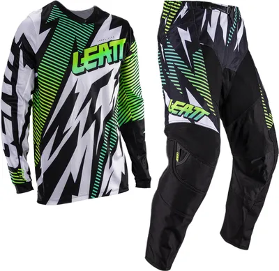 Image de Ensemble maillot et pantalon de motocross Leatt Moto Ride Kit 3.5 V26, noir/blanc/vert, XL