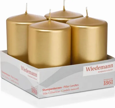 Produktbild von INNA-Glas Adventskerzen JENARO, 4 Stück, gold, 10 cm, Ø6 cm, 33h -  Germany - Weihnachtskerzen