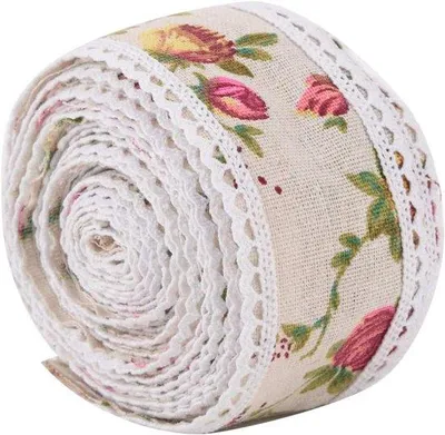 Immagine prodotto di Nastro di juta con motivo floreale, 5 m, decorativo