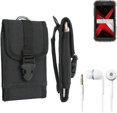Produktbild von K-S-Trade Holster Schutz Hülle kompatibel mit Doogee S35 Gürteltasche Handy Hülle Tasche outdoor Seitentasche schwarz 1x + Kopfhörer