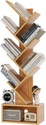 Productafbeelding van Famanu boekenkast - 2-laags staande kast voor boeken en tentoonstellingen - natuurlijke kleur