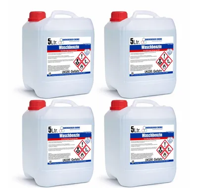 Produktbild von Ravensberger Chemie Waschbenzin Spezialreiniger – Kanister, hochwirksam für Fett, Öl, Teer, Kleber, Farbe, Tinte, Wachs, Kaugummi - 4x 5 Liter