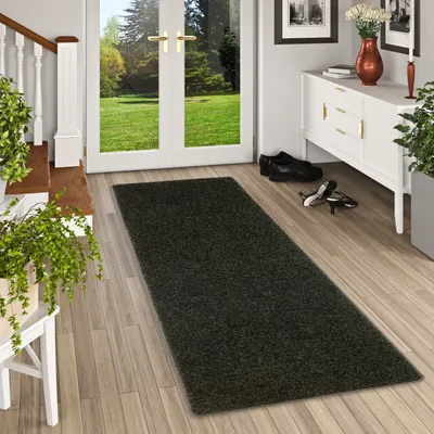 Produktbild von Hochflor Velours Läufer Teppich Mona Schwarz, Größe:80x160 cm