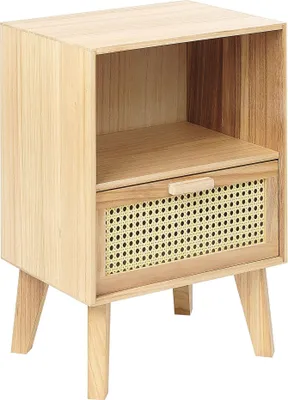 Zdjęcie produktu dla BELIANI Szafka nocna jasnobrązowy paulownia rattanowe fronty 1 szuflada stolik nocny w stylu boho