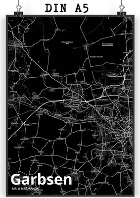 Produktbild von Mr. & Mrs. Panda Bild Garbsen DIN A5 - Geschenk, Plakat, Stadt, Dorf Karte Landkarte Map Stadtplan, wanddeko, Design Poster, Wandbild, kunstdruck