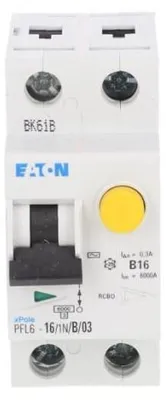 Imagen del producto de Interruptor diferencial 1P+N, 16A, 0,3A, tipo AC, modelo PFL6-16/1N/B/03, referencia 286451