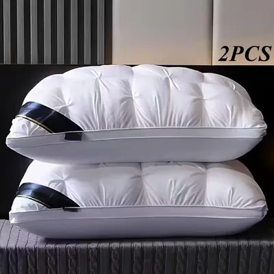 Produktbild von 2er-Set Schlafkissen, Nackenstützkissen mit Kissenfüllung für einen erholsamen Schlaf im Schlafzimmer, ergonomisches Kopfkissen für Seitenschläfer und Rückenschläfer