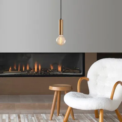 Image de Suspension Luminaire en métal couleur vintage 4 x 4 cm hauteur 111 cm E27 40 W IP20