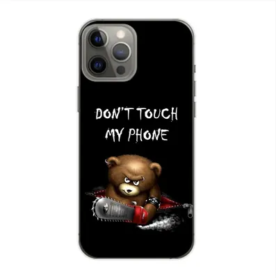 Produktbild von König Design Hülle kompatibel mit Apple iPhone 14 Plus Kunststoff Soft Handyhülle - Handy Case Dont Touch My Phone Bär Schwarz