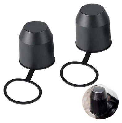 Image de Cache-remorque pour attelage 50 mm, lot de 2, noir, en plastique
