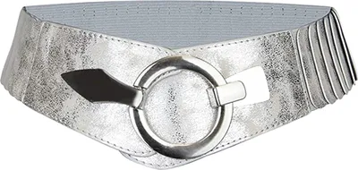 Produktbild von Breiter elastischer Gürtel für Damen, vielseitig, einfarbig, dehnbar, Kleidergürtel, Kunstleder, Legierungsschnalle, Bund