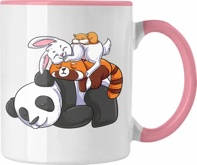 Produktbild von Trendation - Panda Fuchs Hase Tasse Geschenk Lustiger Spruch Lustige Grafik Geschenkidee Geburtstag (Rosa)