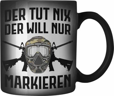 Produktbild von Trendation - Paintball Farbwechsel Zauber-Tasse Geschenk Männer Der Tut Nix Paintballspieler Geschenkidee Lustig (Schwarz)
