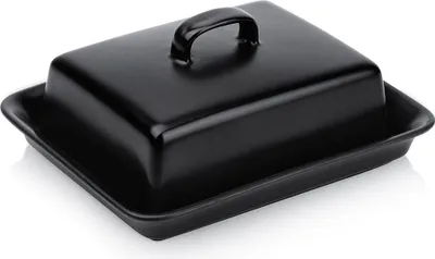 Produktbild von Vilde Butterdose Keramik 16x13x7cm Schwarz Klassisch Kühlschrank Tisch
