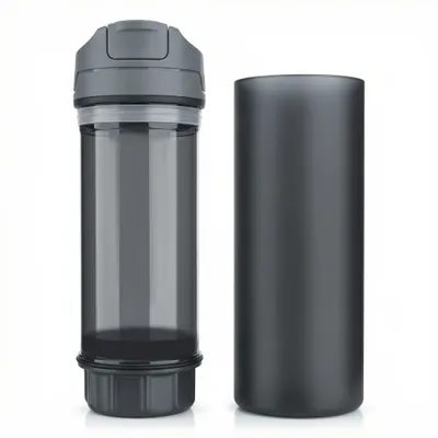 Produktbild von Arendo Outdoor Wasserfilter Flasche, Wasserflasche mit Filter, Trinkflasche, Filterflasche 750ml mit 2000L Filterkapazität, entfernt 99,99 % aller Bakterien