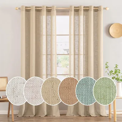 Obrázok produktu pre Omgoods – Polopriehľadné závesy zo sieťoviny s okami – 63 x 140 cm, sada 2 kusov