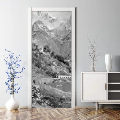Produktbild von Dekorative Türaufkleber selbstklebend Klebefolie Türtapete Türfolie Alpen Landschaft 85 x 200 cm