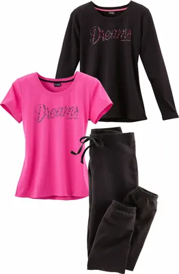 Produktbild von Vivance Dreams Pyjama pink-schwarz Größe 48/50
