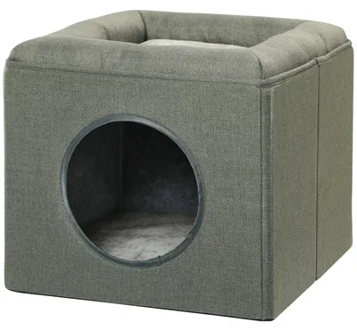 Productafbeelding van PawHut kattenhol, kattenhuis, met 2 niveaus, kattenbed met kussen