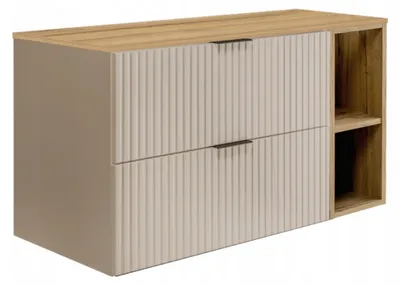 Zdjęcie produktu dla Szafka Łazienkowa Wisząca Pod Umywalkę Regał Blat 100X46 Flisan Kaszmir Dąb
