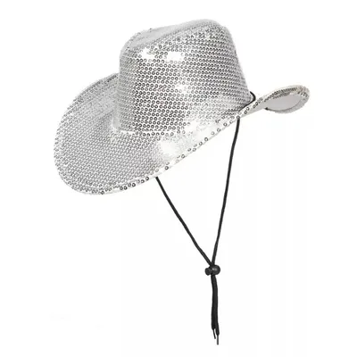 Produktbild von Silberner Pailletten Cowboy Hut