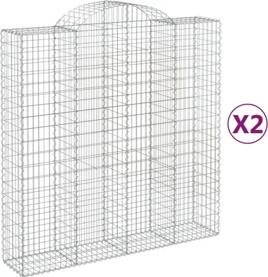 Produktbild von vidaXL Gabionen mit Hochbogen 2 Stk. 200x50x200/220cm Verzinktes Eisen