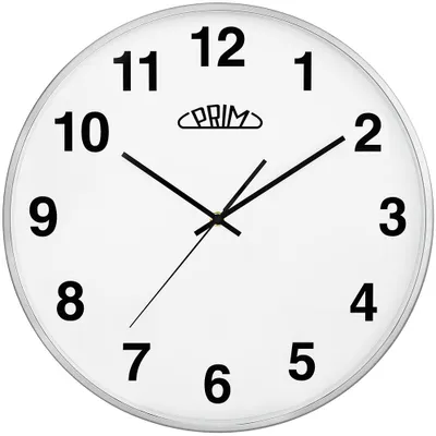 Produktbild von PRIM Alfa Wanduhr Aluminium lautlos Silber 40 cm Quarzuhrwerk