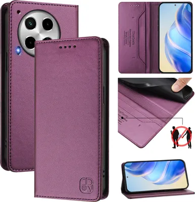 Produktbild von Lederhülle für Tecno Camon 30 4G/Camon 30 5G Hülle Flip Brieftasche Kartenfächern Ständer Schutzhülle Lila