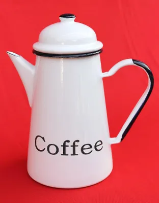 Obrázok produktu pre Smaltovaná kanvica na kávu 578TB 22 cm Smaltovaná nostalgická kanvica na vodu / Farba: biela káva