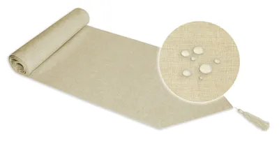 Produktbild von Tischläufer beschichtet Struktur Leinen-Optik Wasser abweisend Lotuseffekt Tischband #1124 ecru 40x100 cm