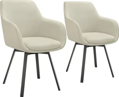 Two upholstered chairs with metal legs on a white background.