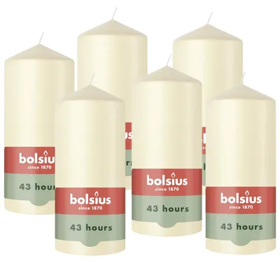 Produktbild von Bolsius – Essentials – glatte Stumpenkerze – Elfenbein – 13 cm – Dekorative Kerz