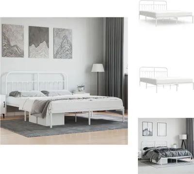 Obrázek produktu pro vidaXL Rám postele s čelem kovový bílý 183x213 cm - Postele a válendy