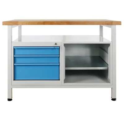 Produktbild von ADB Werkbank Werktisch mit 3 Schubladen und ein Regalteil 1200x600x840 mm