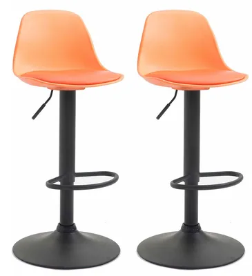 Produktbild von CLP 2er Set Barhocker Kiel Kunststoff höhenverstellbar und 360 Grad drehbar orange Gestell Farbe schwarz
