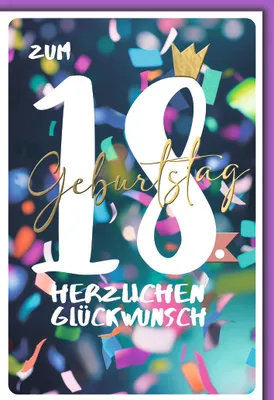 Produktbild von 18. Geburtstag Glückwunschkarte mit Umschlag Konfetti-Hintergrund Herzlichen Glückwunsch zur Volljährigkeit