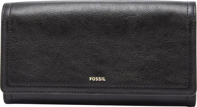 Produktbild von FOSSIL Leder Geldbörse Logan Flap Clutch Black schwarz