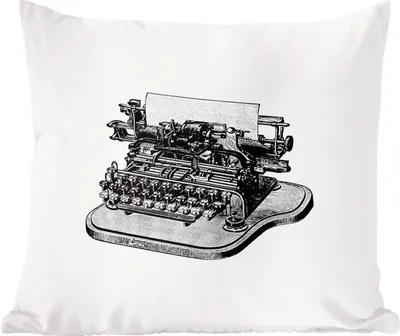 Produktbild von MuchoWow® Zierkissen Sofakissen Wohnzimmer Dekokissen 45x45 cm Retro - Schreibmaschine - Schreiben - Schlafpolster - Polster für das Sofa