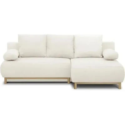 Produktbild von Ecksofa rechtsseitig - 3 Sitze - MIKA - Ecrufarbener Bouclé-Stoff - Aufbewahrungsbox - 192 x 84 x 93 cm