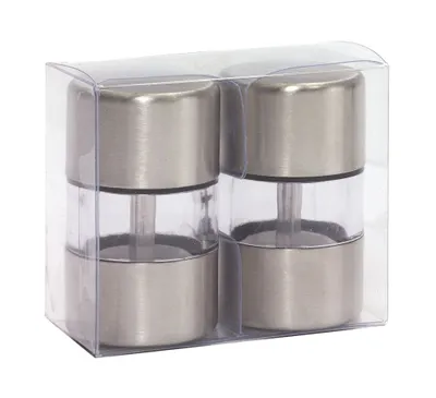 Produktbild von Salz + Pfeffermühle Set Ø3 x 5,2 Salzstreuer Pfefferstreuer Keramik Mahlwerk silber