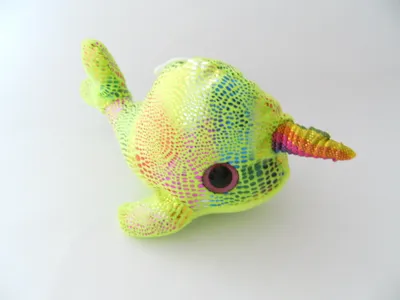 Produktbild von Plüschtier Narwal 23 cm, neon grün, Kuscheltiere Stofftiere Tier, Wale Fische