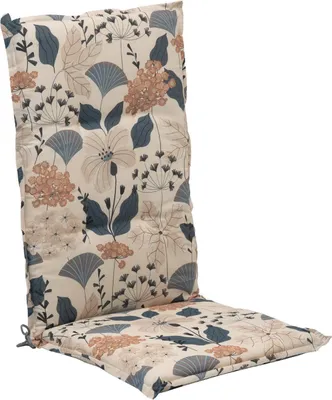 Produktbild von Gartenstuhlauflage - Creme - Blau - Hochlehner - mit Stehsaum