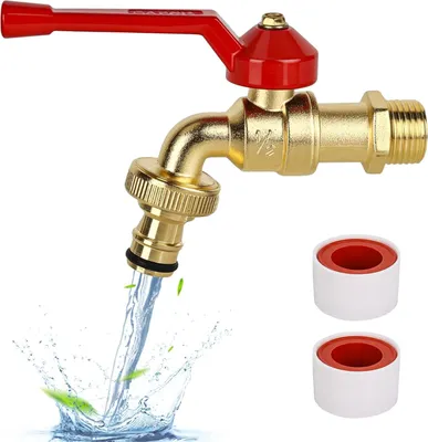 Imagen del producto de Grifo exterior de latón, de 1/2 pulgada, resistente a la corrosión y a las heladas, con conexión para manguera, ideal para uso en jardines