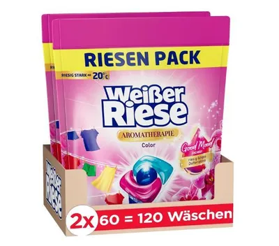 Produktbild von Weißer Riese Color Trio-Caps Aromatherapie Orchidee (120 Waschladungen), Color Waschmittel mit Good Mood-Duft