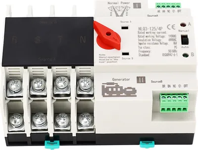Zdjęcie produktu dla 4P Podwójny przełącznik zasilania Automatyczny przełącznik ręczny 35mm Montaż na szynie AC110V 63A