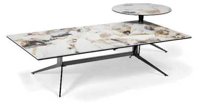 Produktbild von Couchtisch Schwarz Holztisch Design Tische Esszimmer Möbel Glastisch Rund Tisch