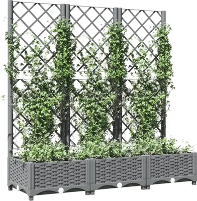 Produktbild von (Design 2026) Pflanzkübel mit Rankgitter Hellgrau 120x40x121,5cm PP - HOMMIE 642761 - Beete